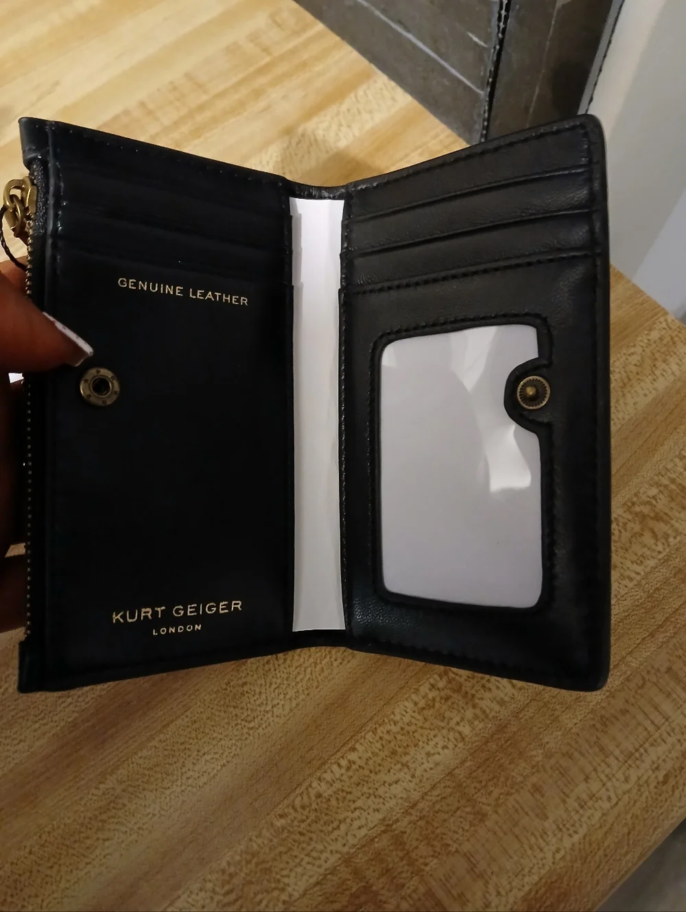 Kurt Geiger Black Quilted Leather Wallet with Gold Hardware